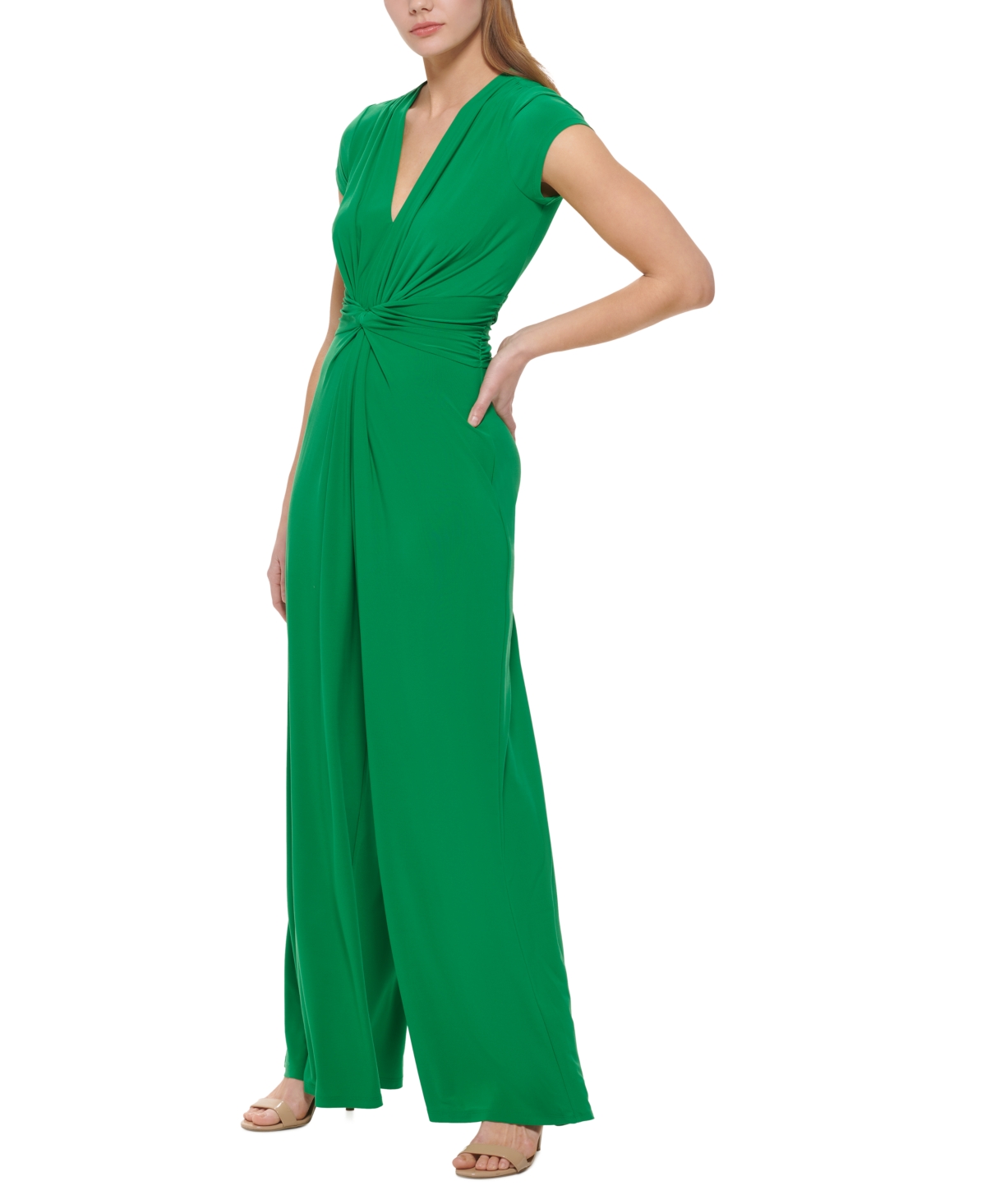 VINCE CAMUTO TWIST-FRONT PLUNGE JUMPSUIT 