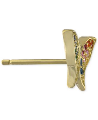 Rainbow Cubic Zirconia Butterfly Stud Earrings in 18k Gold-Plated Sterling Silver, Created for Macy's