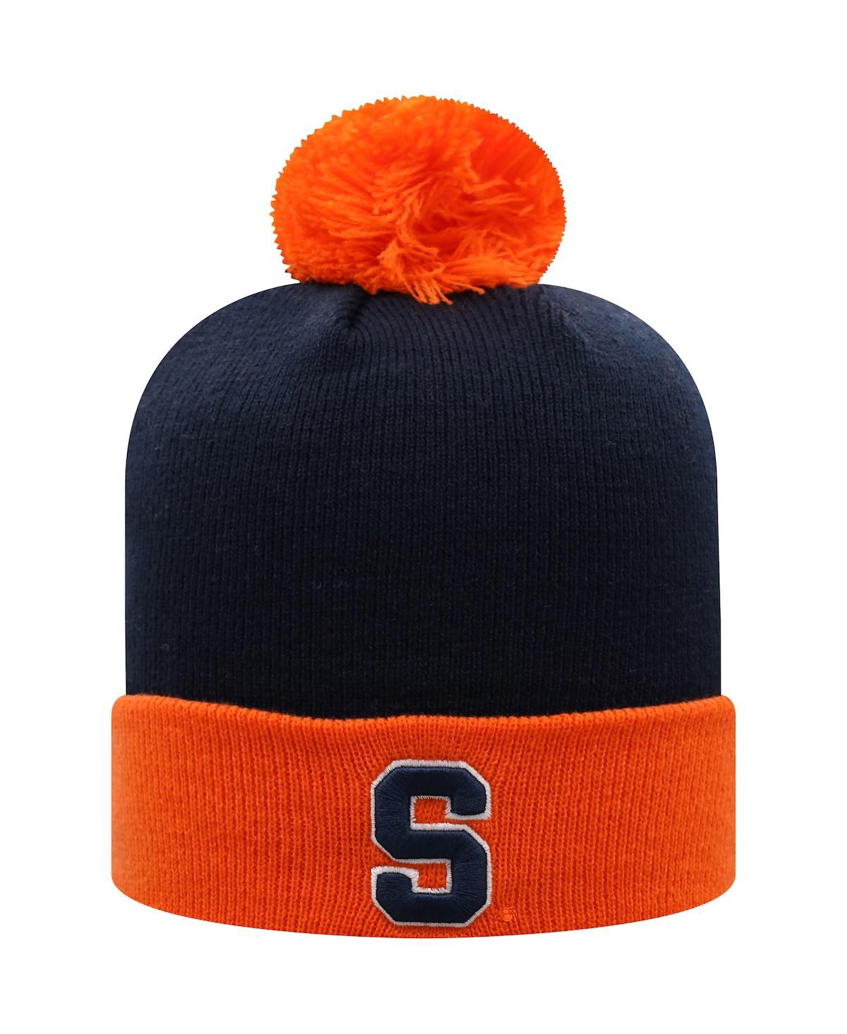 Top Of The World Men's  Navy And Orange Syracuse Orange Core 2-tone Cuffed Knit Hat With Pom In Navy,orange