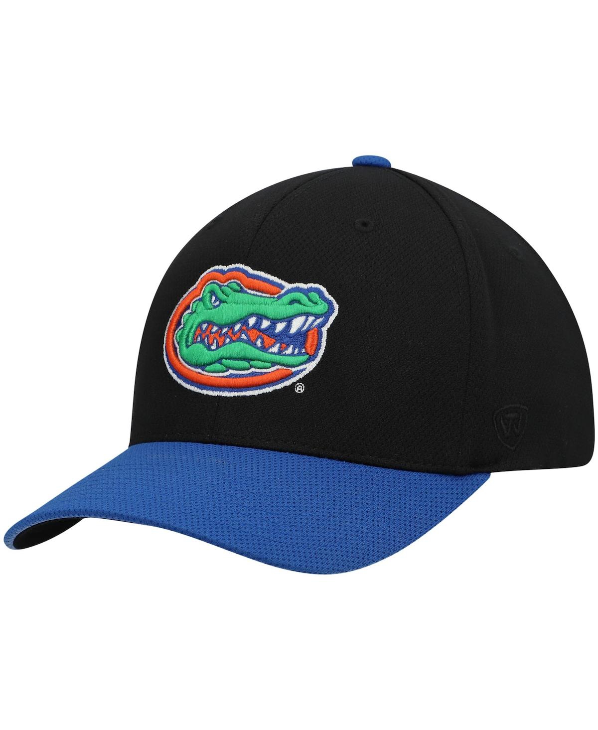 Top Of The World Men's Black And Royal Florida Gators Team Color Two-tone Fitted Hat In Black
