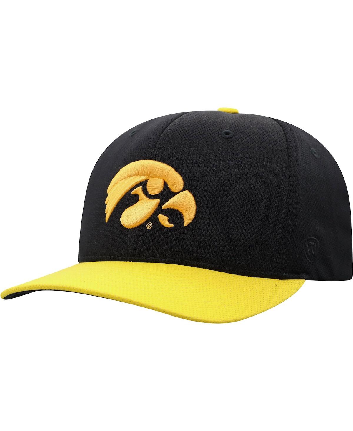 Shop Top Of The World Men's  Black, Gold Iowa Hawkeyes Two-tone Reflex Hybrid Tech Flex Hat