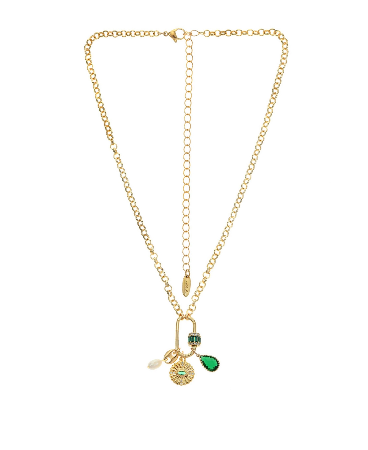 Ettika 18kPlated Cubic Zirconia & Freshwater Pearl Evil Eye Multi-Charm Pendant Necklace, 15