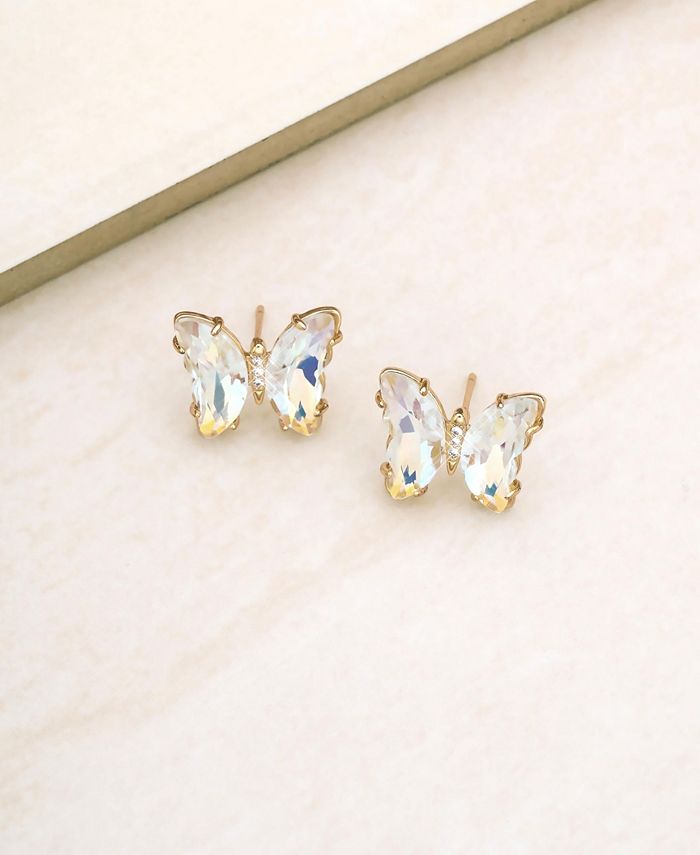 ETTIKA 18k Gold-Plated Crystal Butterfly Stud Earrings - Macy's