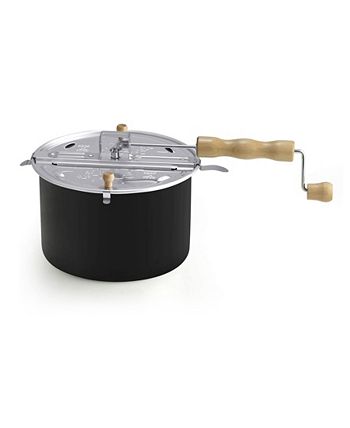 Cook N Home Stovetop Popcorn Popper with Crank, 6-Quart Aluminum Popcorn  Pot, Black