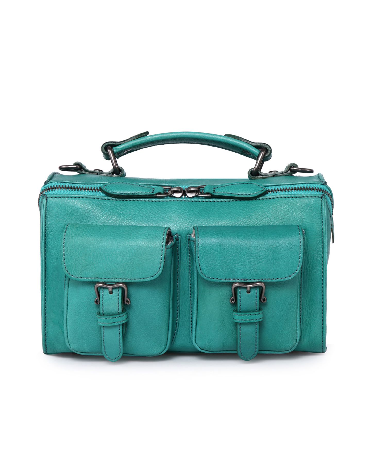 Женская сумка OLD TREND Las Luna Small Leather Crossbody, цвет: Аквамариновый — фото 9