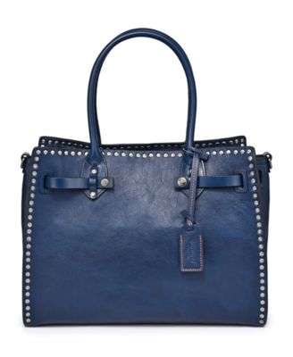 Westland Large Studded Leather Satchel Bag