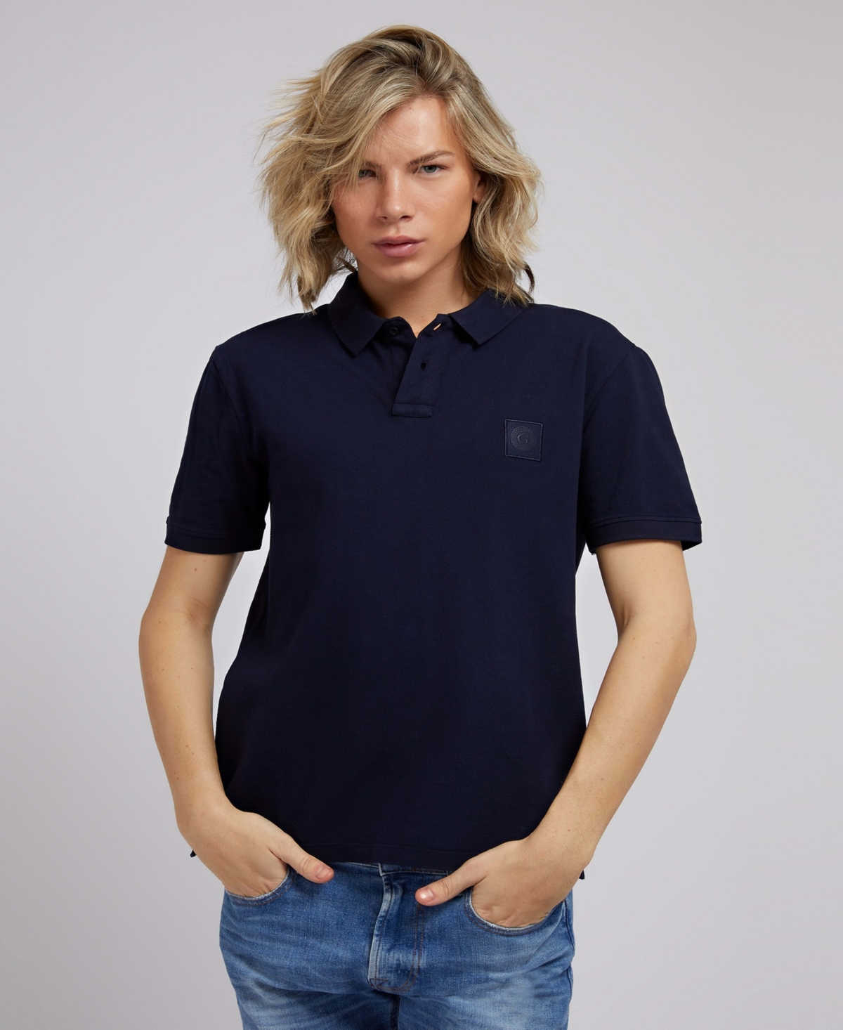 Guess Men's Washed Polo Shirt In Blue