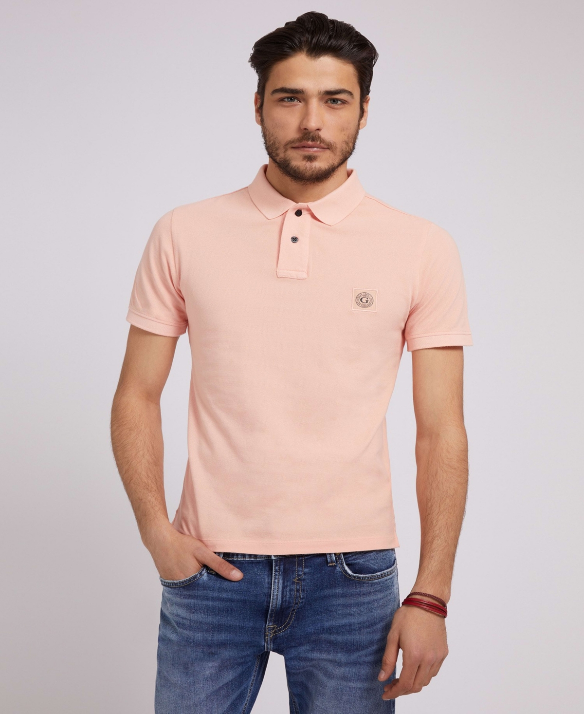Guess Men's Washed Polo Shirt In Peach Burst