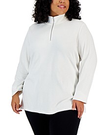 Plus Size Quarter Zip Cotton Top, Created for Macy's