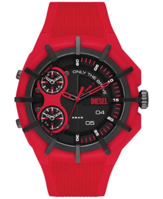 Diesel Men's Chronograph Framed Red Silicone Strap Watch 51mm - Macy's