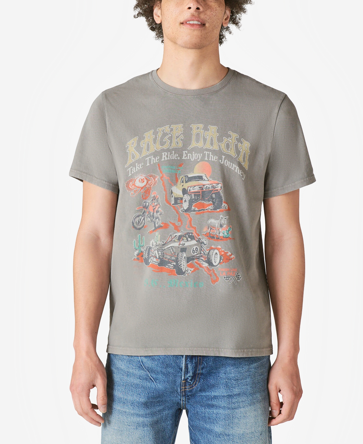 Shop Lucky Brand Men's Baja 1000 Graphic Short Sleeve T-shirt, Steeple Gray