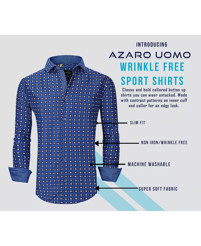 Men's Business Geometric Long Sleeve Button Down Shirt - thumbnail 5