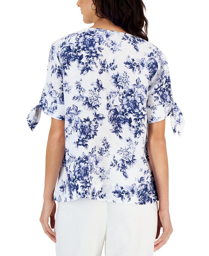 SOLARIS PRINTED LINEN TOP