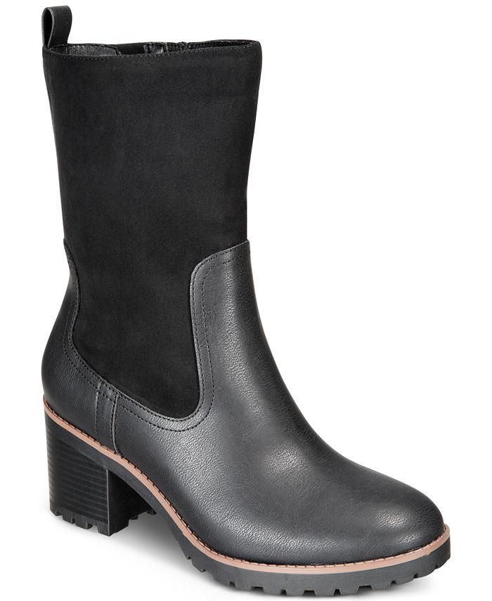 Style & Co Skylarr Mixed-Media Mid-Shaft Booties, Created for Macy's ...