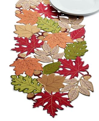 Elrene - Serene Leaves All-Over Cutwork Runner, 14" x 72"