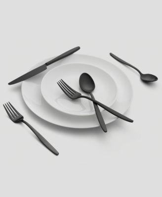 Nylah Black Satin Flatware Set, 20 Piece