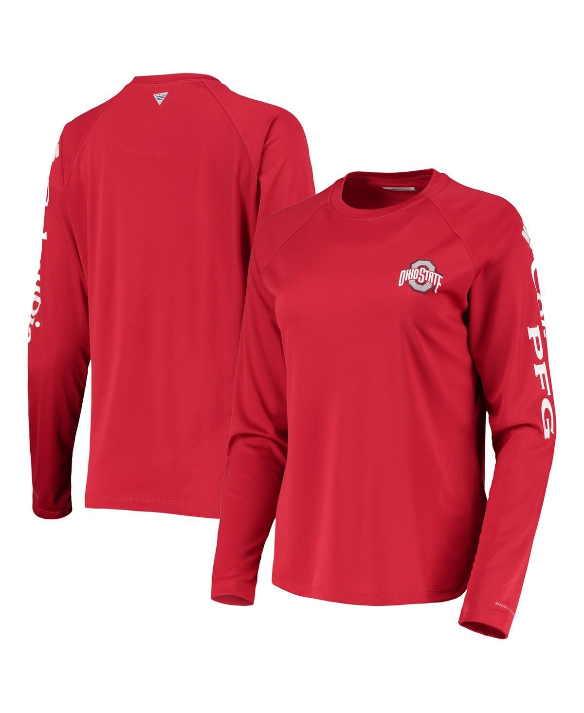 Shop Columbia Women's  Scarlet Ohio State Buckeyes Pfg Tidal Long Sleeve T-shirt