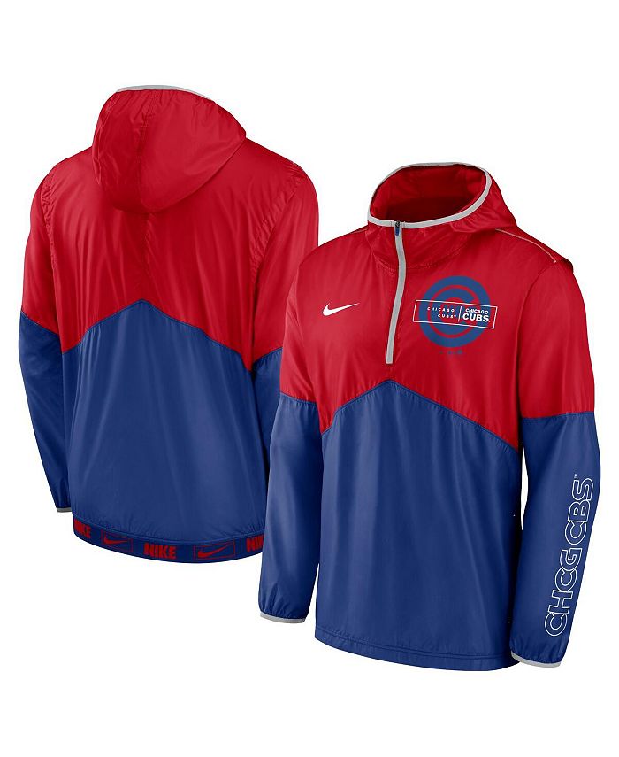 Nike Men's Red, Royal Chicago Cubs Overview Half-Zip Hoodie Jacket ...