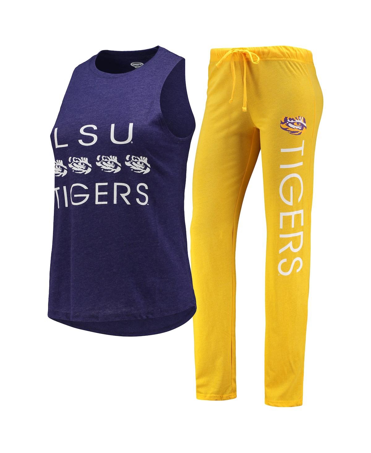 Shop Concepts Sport Women's  Gold, Purple Lsu Tigers Tank Top And Pants Sleep Set In Gold,purple