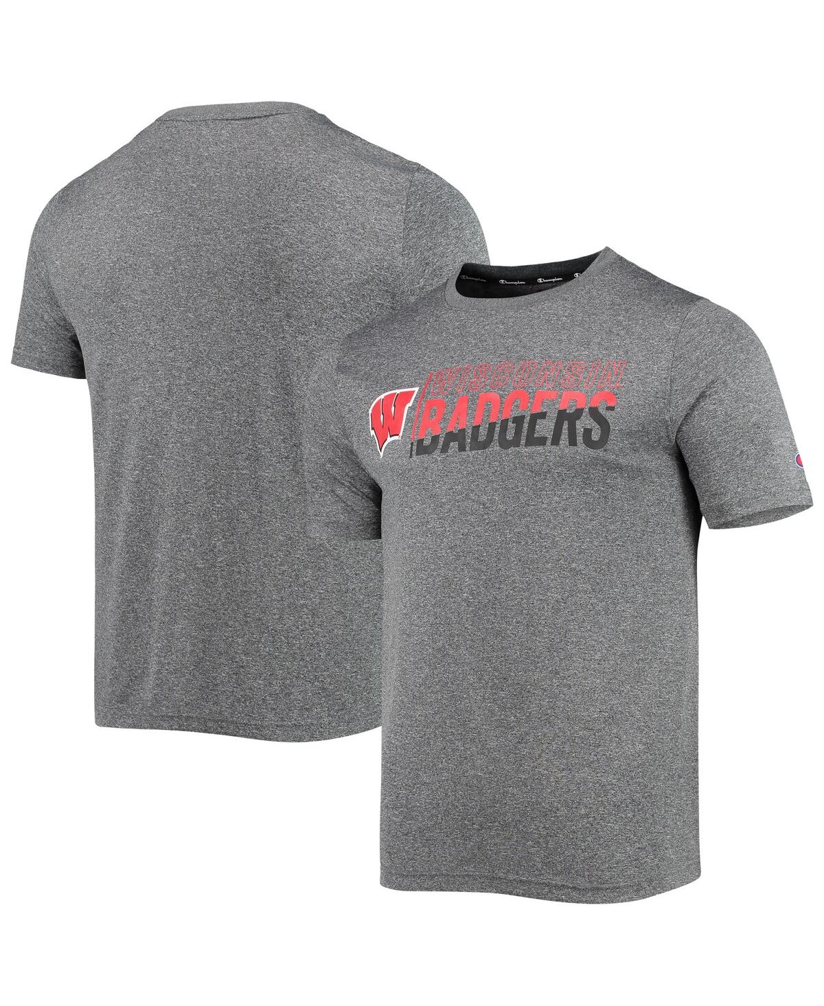 Champion Men's  Gray Wisconsin Badgers Slash Stack T-shirt