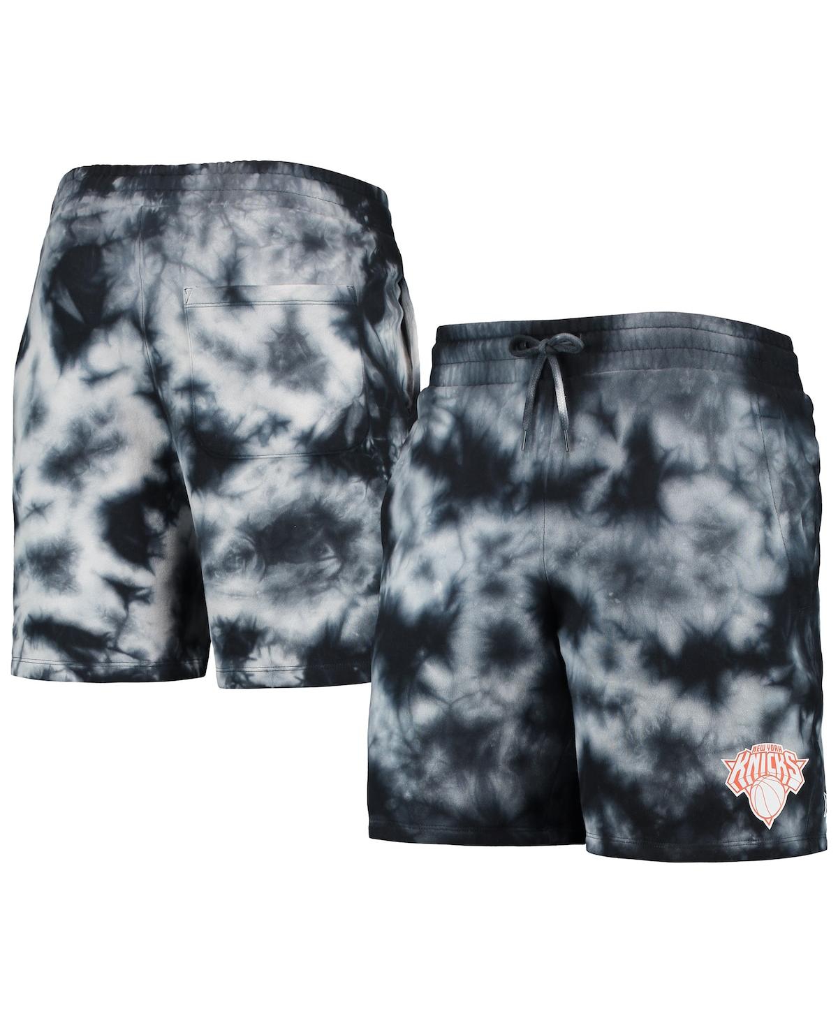 NEW ERA MEN'S NEW ERA BLACK NEW YORK KNICKS FLEECE TIE-DYE SHORTS 