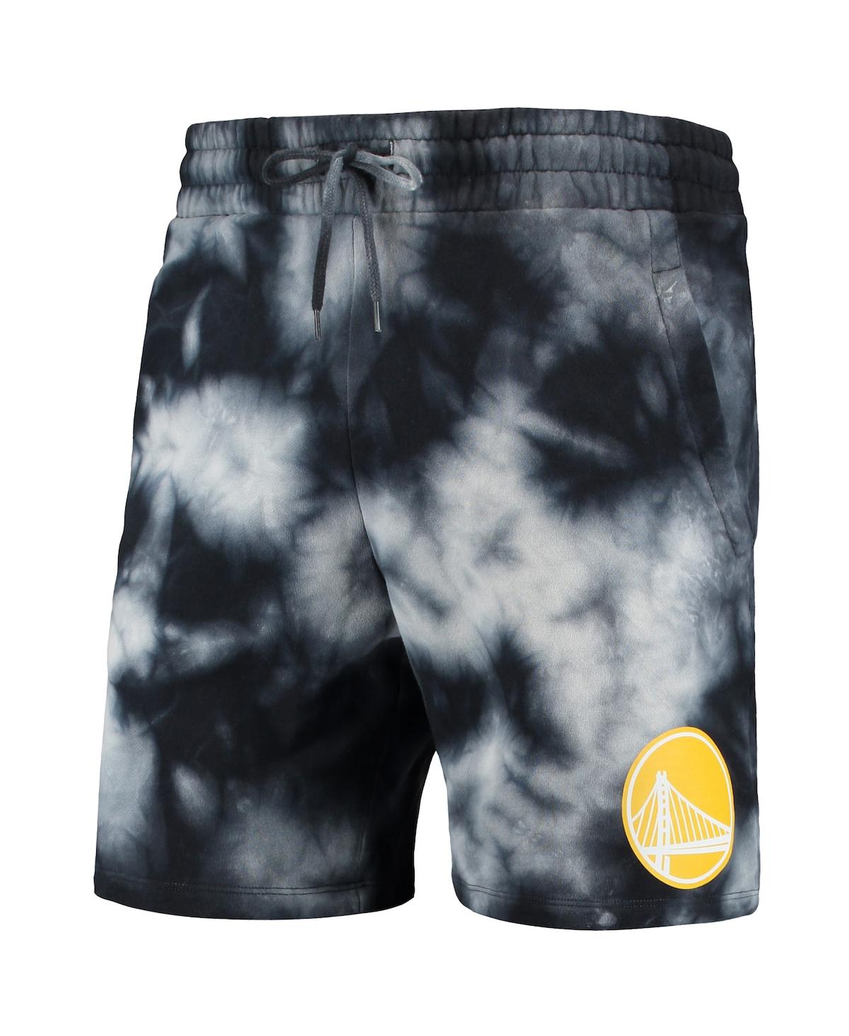 Shop New Era Men's  Black Golden State Warriors Fleece Tie-dye Shorts