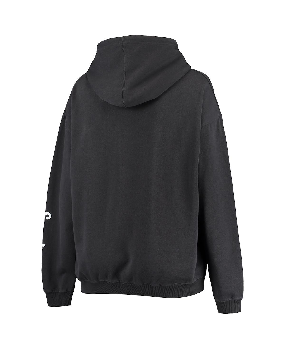 PRESSBOX WOMEN'S PRESSBOX BLACK MICHIGAN STATE SPARTANS ROCK N ROLL SUPER OVERSIZED PULLOVER HOODIE 