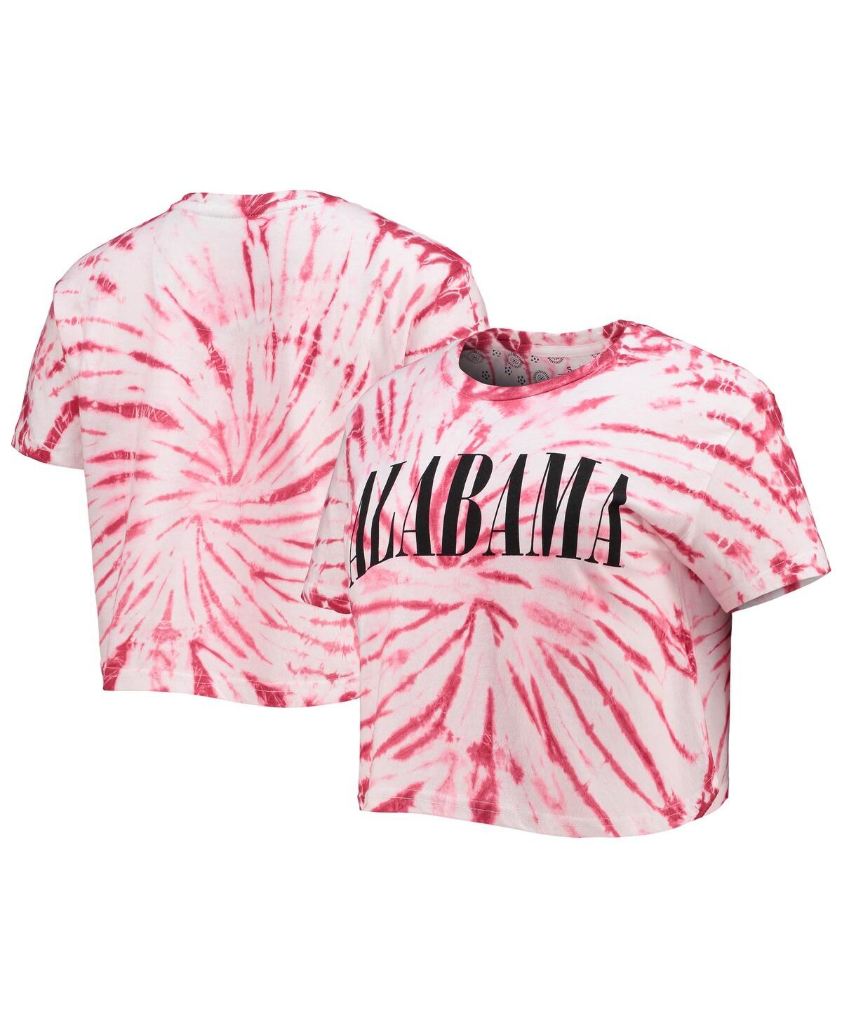 PRESSBOX WOMEN'S PRESSBOX CRIMSON ALABAMA CRIMSON TIDE SHOWTIME TIE-DYE CROP T-SHIRT 