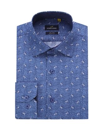 Azaro Uomo Men's Business Geometric Long Sleeve Button Down Shirt ...