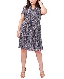 Plus Size Pintucked Fit & Flare Dress