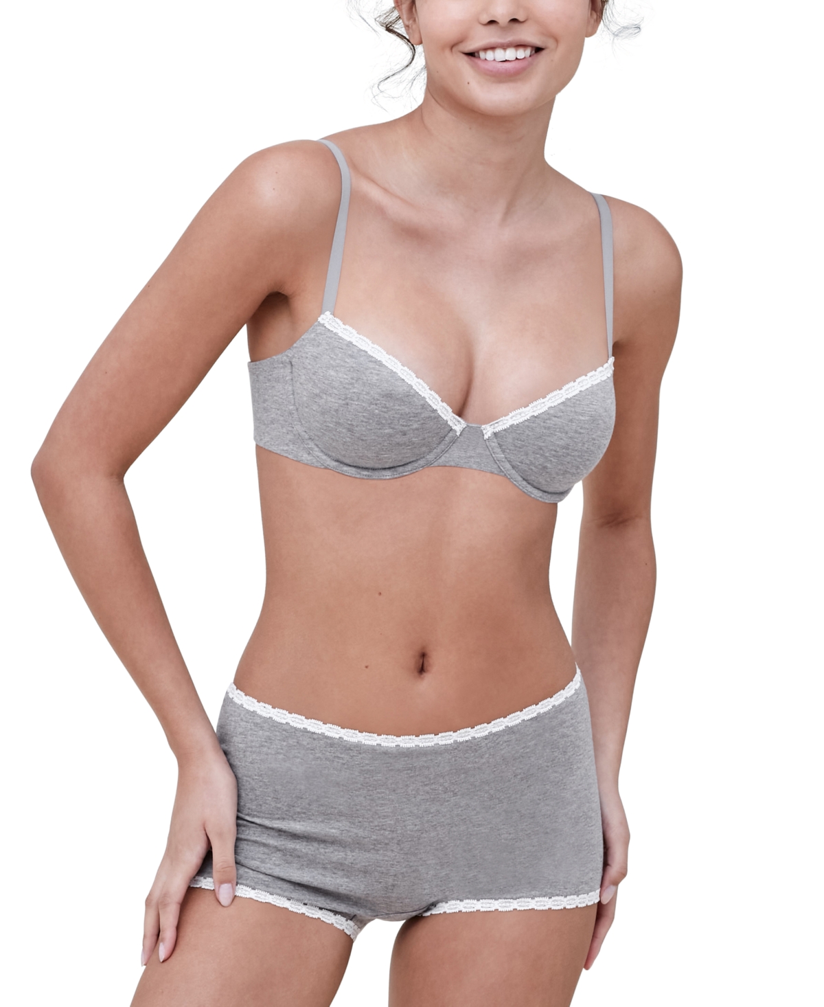 Women's Adorned Cotton Boyshort - White