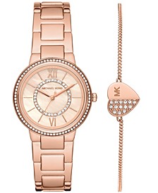 Women's Gabbi Rose Gold-Tone Stainless Steel Bracelet Watch Set 33mm, 2-Piece
