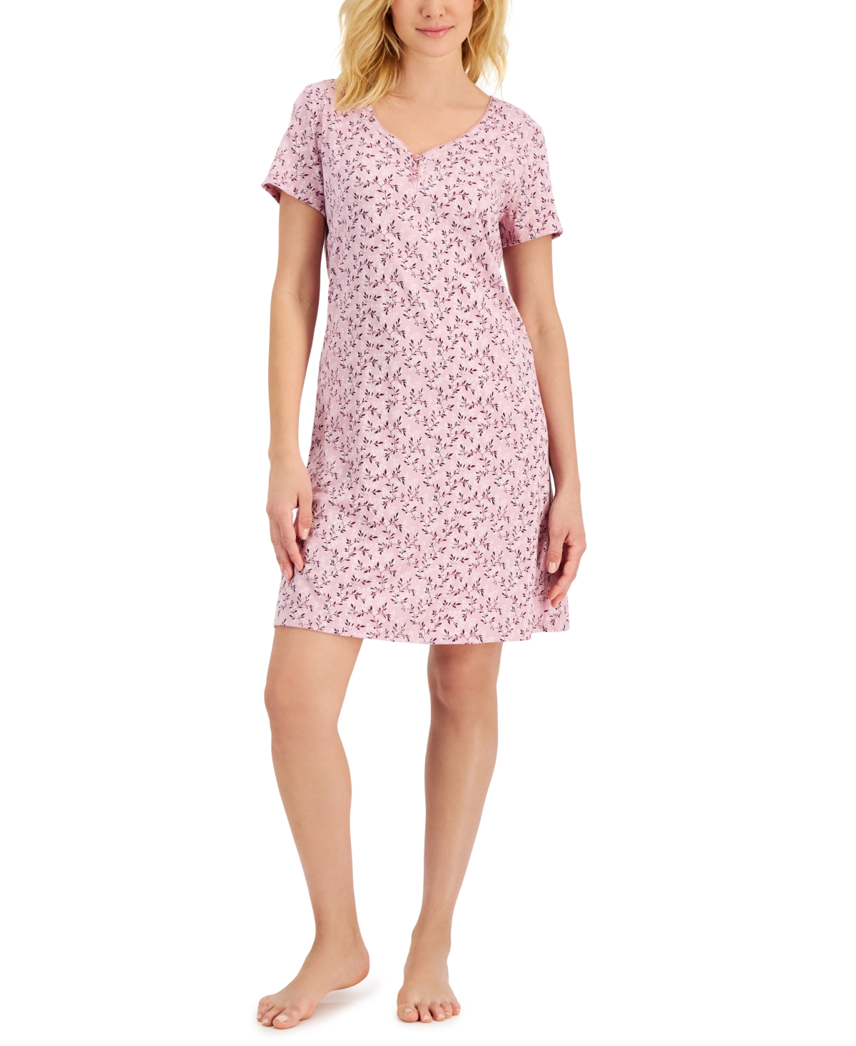 Charter Club Women's Short Sleeve Cotton Essentials Chemise Nightgown, Created for Macy's