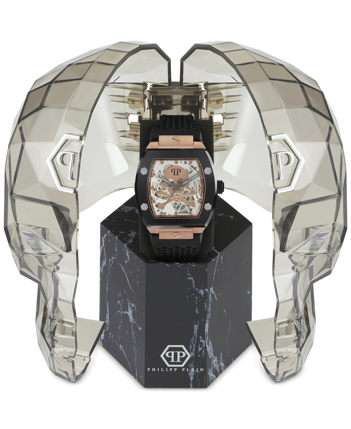 Shop Philipp Plein Men's Automatic The $keleton Black Silicone Strap Watch 44mm In Two Tone