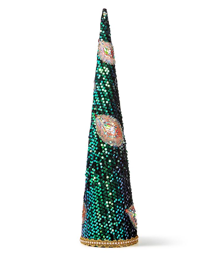 Holiday Lane Jewel Tones 22" Peacock Tree Christmas Décor, Created for