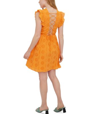 Vero Moda Women's Naima Eyelet Flutter-Sleeve Dress