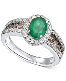 Emerald (3/4 ct. t.w.) & Diamond (7/8 ct. t.w.) Ring in 14k White Gold