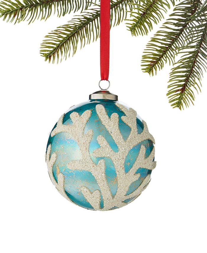 Holiday Lane At the Beach Glass Ball Ornament with SilverTone Cap & Hanger, Created for Macy's