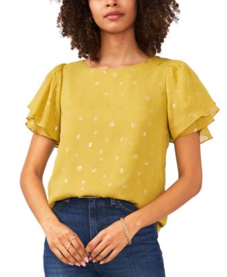 Vince Camuto - Women's Foiled Tulip-Sleeve Blouse