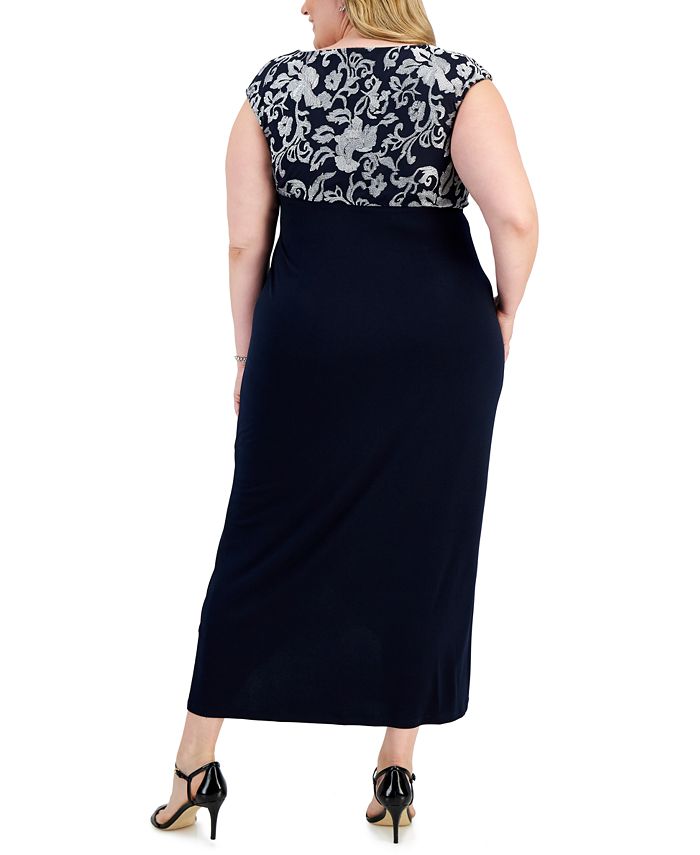 Connected Plus Size Embroidered Gathered-Waist Gown - Macy's