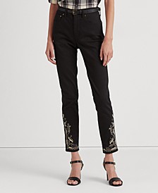Embroidered High-Rise Skinny Ankle Jeans