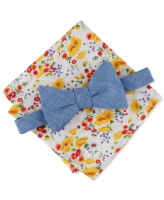 Bar III - Men's Barclay Solid Bow Tie & Pocket Square Set