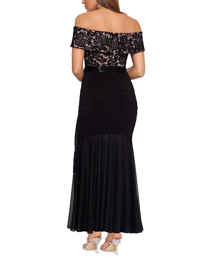 Betsy & Adam Petite LaceTop OffTheShoulder Gown Macy's
