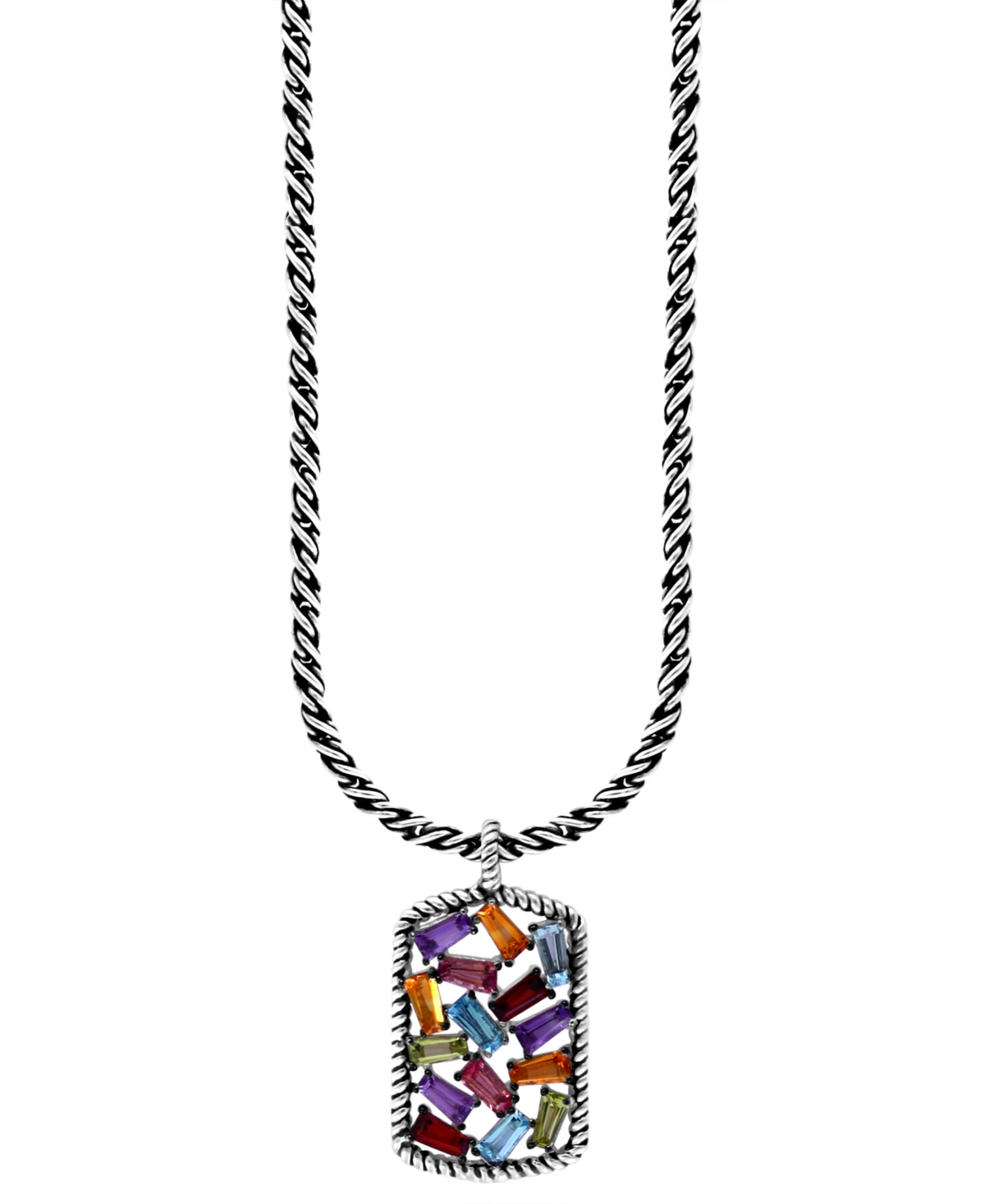 Effy Collection Effy Multi-gemstone Scattered Cluster 18" Pendant Necklace (2-1/20 Ct. T.w.) In Sterling Silver In Multi Gemstone