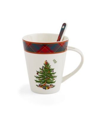 Christmas Tree Tartan Mug & Spoon Set