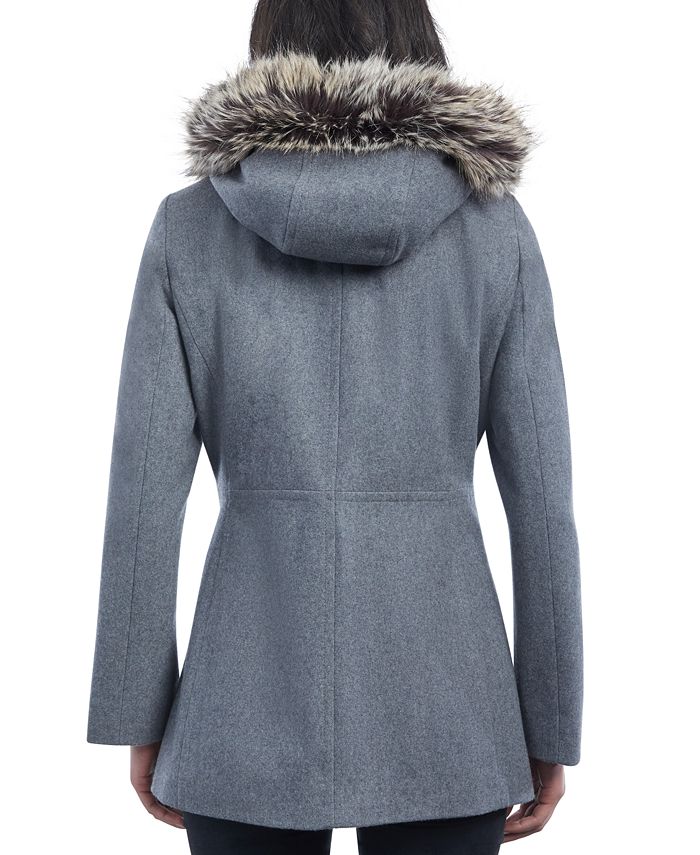 London Fog Women's Faux-Fur-Trim Hooded Walker Coat & Reviews - Coats ...