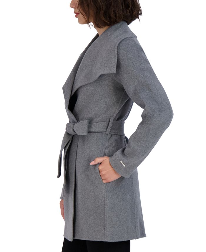 Tahari Women's Doubled-Faced Belted Wrap Coat & Reviews - Coats ...