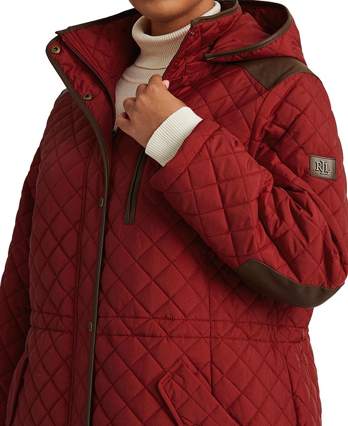 Lauren Ralph Lauren Plus Size FauxLeather Trimmed Hooded Anorak