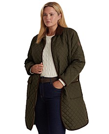 Plus Size Corduroy Trimmed Quilted Coat, Created for Macy's 