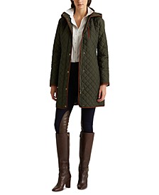 Women's Faux-Suede-Trim Quilted Coat, Created for Macy's